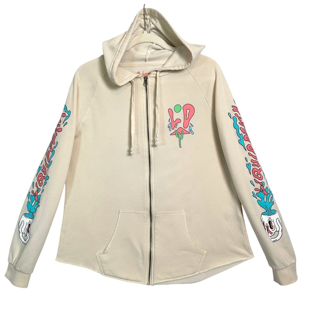 Liquid Death Hoodie Murder Your Thirst Zip Up Graphic Cream L Gorpcore Skater